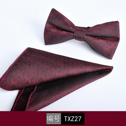Bow tie square men's two-piece wine red series new spot business executive professional style groom wedding
