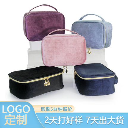Cross-border fashion flannel cosmetic case large capacity high sense multi-functional convenient portable cosmetic case a batch