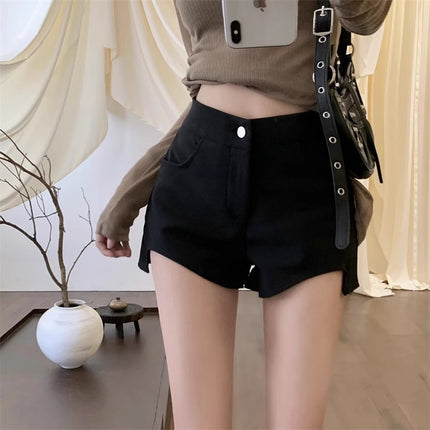 Shorts Women's High Waist Leg Long Sexy Hot Pants Hot Girls Elastic Design Small Black Niche Tight Hip