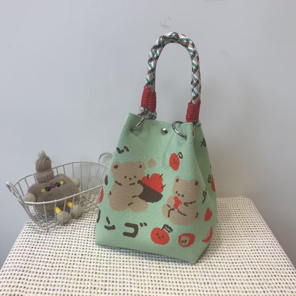 Niche design black and white diamond knitted tote bag handbag casual versatile large capacity messenger bag factory direct sales