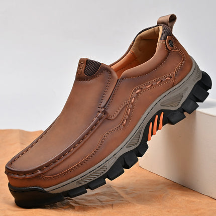 Cross-border plus size men's shoes autumn retro breathable wear-resistant big head leather shoes outdoor low-top sports leisure tooling shoes