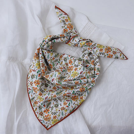 New 58x58cm% cotton small square scarf women's small floral scarf hair band Korean style Net red scarf decoration