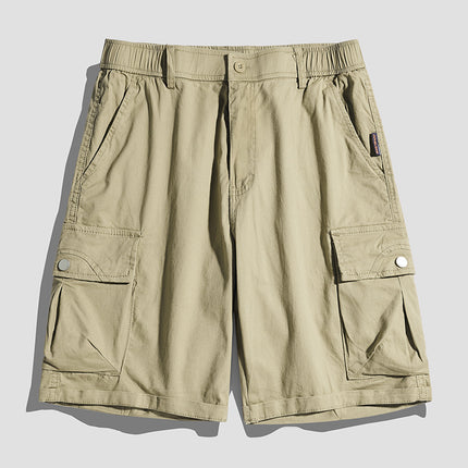 Loose Tooling Pants Men's Summer Japanese Tooling Washed Cotton Casual Shorts Men's Trendy Brand Stretch Pants