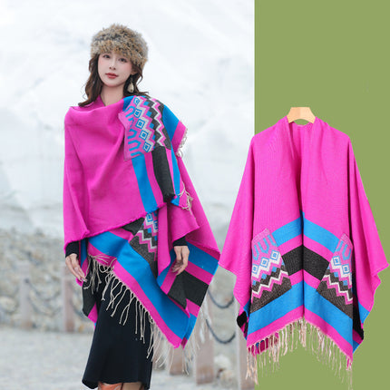 Qinghai Xizang Chaka Salt Lake Tourism Super-large Shawl Female Ethnic Style Thickened Cloak Office Air-conditioned Room Blanket