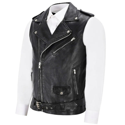 2025 New Popular Foreign Trade Men's Leather Jacket Leather Vest Men's Motorcycle Jacket Pu Vest Men's Style
