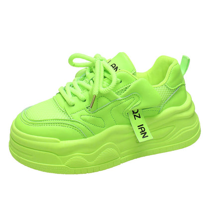 2024 Spring and Summer New Women's Shoes All-match Sports Casual Shoes Thick Sole Increased Platform Shoes Breathable Mesh Top Fashion Board Shoes