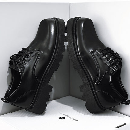 Derby Shoes Square Toe Leather Shoes Men's Shoes Spring New Low-top Small Leather Shoes Youth Casual Shoes Shoes Big Toe Leather Shoes
