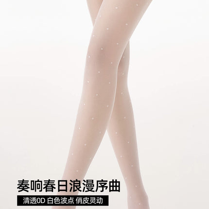 Women's Sheer Pantyhose for Spring and Autumn, Thin White Polka Dot Skin-Friendly Anti-Snag Seamless 0D Ultra-Transparent Pineapple Pantyhose Wholesale