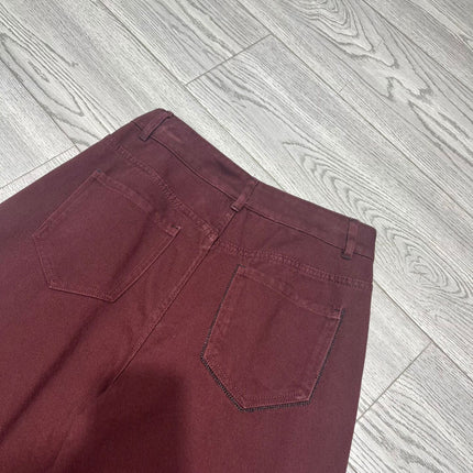 Ankola Red Wide Leg Jeans Women's Autumn High Waist Narrow Style Laid-back Style Straight Pants Tall Lengthened Mop Pants