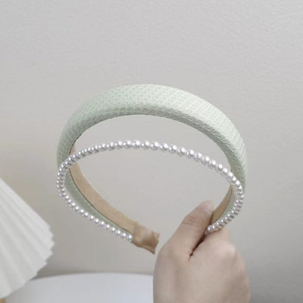 Korean version of spring and summer new style small fragrance double-layer pearl sponge hairband simple high Skull top sweet pressure hair accessories wholesale