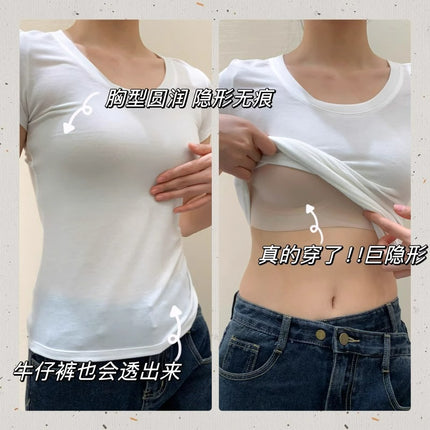 Seamless Intimates, Invisible Flesh-Colored Summer Thin Beautiful Back, Special Skin Tone, White t Opaque Liquid Foundation Bra
