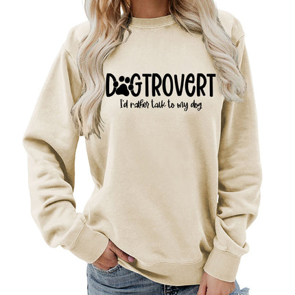 Dog trovert printed round neck women's top vests foreign trade supply autumn and winter coat casual loose European size