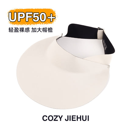 Traceless Sunscreen Hat Women's Foldable Empty Top Hat Summer Anti-UV Big Brim Sun Hat Student Sun Hat