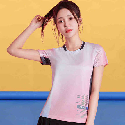 Badminton Clothing Top Men's Short-sleeved Quick-drying Women's Air Volleyball Competition Clothing Training Table Tennis Team Clothing Printing Summer