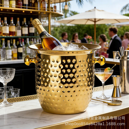 Cross-Border Foreign Trade Stainless Steel Ice Bucket Champagne Bucket Commercial Bar Ice Bucket Ice Beer Bucket Thickened Ice Red Wine Bucket