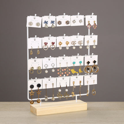 Solid Wood Iron Earring Rack Storage Hanging Earrings Earrings Cardboard Jewelry Rack Desktop Display Stall Jewelry Display Rack