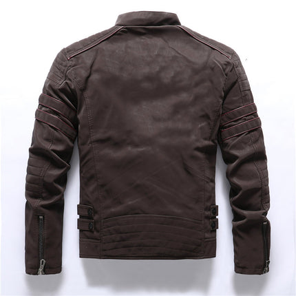 Factory Direct Sales men's autumn and winter frosted leather clothing fashion slim brushed PU jacket motorcycle fashion brand Slim jacket