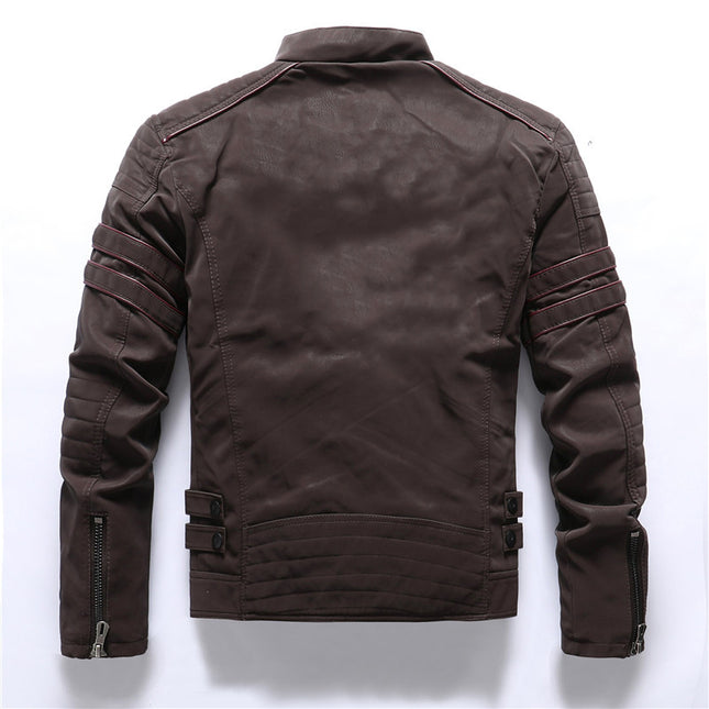 Factory Direct Sales men's autumn and winter frosted leather clothing fashion slim brushed PU jacket motorcycle fashion brand Slim jacket