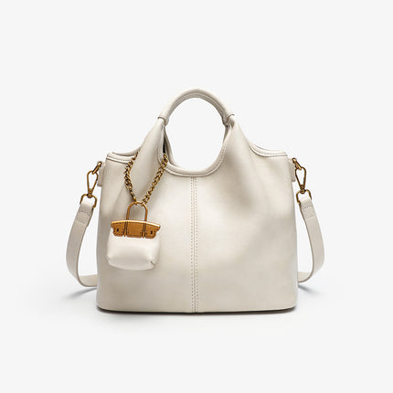 Bucket Bag 2025 New Leather Handbag Tote Bag Fashionable All-match Simple Casual Shoulder Crossbody Bag