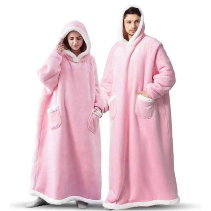 European and American Style Long Thickeneded Tv Lazy Blanket Tv Blanket Extended Nightgown Couple Family Home Clothes Pullover Pajamas