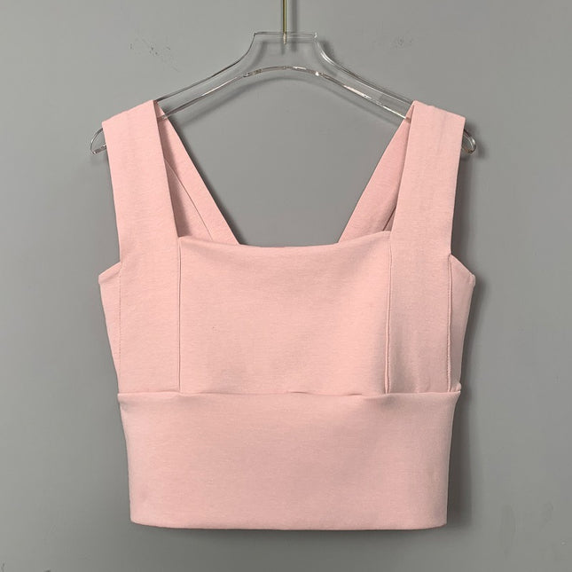 South Korea Dongdaemun New Slim-fit Slim-fit Sexy Chest-showing Pure Desire Style All-match Short Exposure Waist Camisole Vest for Women