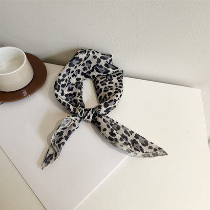 White Color Silk Scarf Printed High-grade All-match Accessories Neck Women's 2025 New Headband Tie Long Scarf