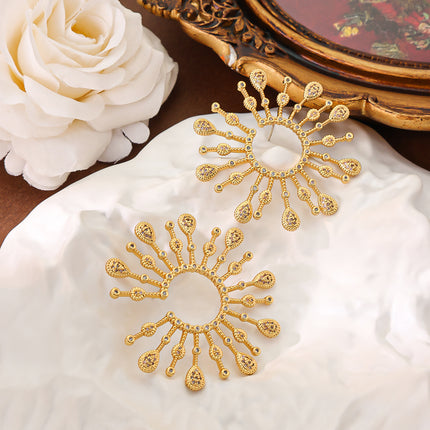 European and American Light Luxury Shiny Rhinestone Flower Earrings Women's High-End Personalized Design Earrings