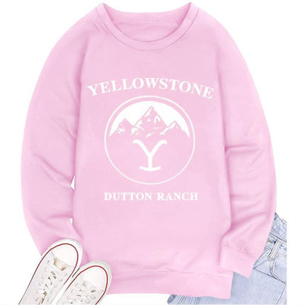 Amazon Cross-border Foreign Trade Source DUTTON RANCH Printed Round Neck Long Sleeve Women's Sweatshirt Jacket