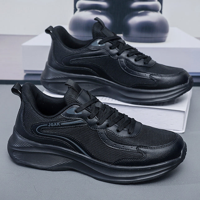 2024 new men's shoes explosive casual fashion shoes preferred material soft mesh plus size cross-border running shoes black