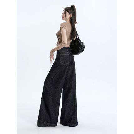 Tannin Wide Leg Jeans Women's 2025 New High Waist American Style Retro Lazy Loose Dipped Pants
