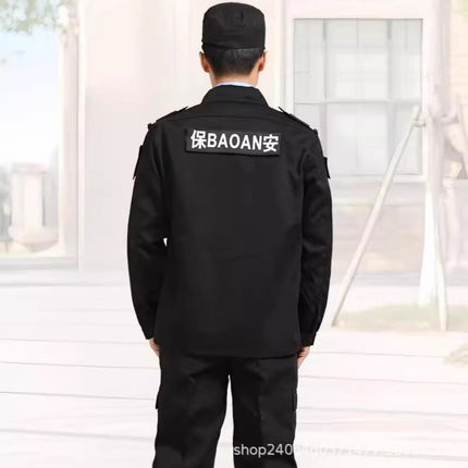 Security Work Clothes Spring and Autumn Suit Black Training Jacket Twill Straight Security Coat Autumn and Winter Long-Sleeved Security Uniform