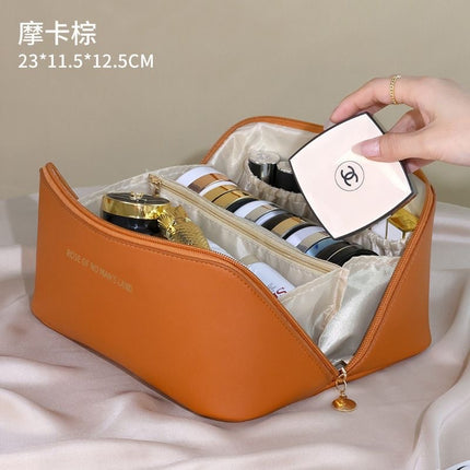 New Large Cosmetic Bag, Large Capacity, Portable, Multi-Functional Travel Double-Pull Pillow Bag, High-Looking Waterproof Storage Bag