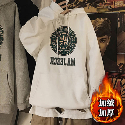 Hooded Sweatshirt for Men, Autumn and Winter 2025, American High Street Style, Loose Fit, Fleece-Lined Jacket, Chinese Style Clothing, Hong Kong Style Casual Wear
