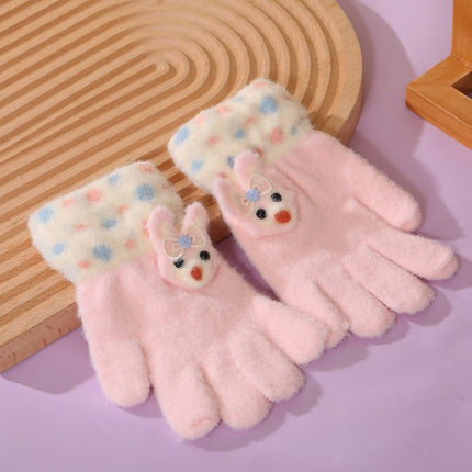 Children's Gloves for Autumn and Winter, Warm Five-Finger Gloves for Boys and Girls, Plush Gloves for Girls, Baby Gloves, Student Writing Gloves, Cycling Gloves, Cold-Proof Finger-Separated Gloves