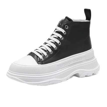 Men's Ankle Boots Autumn New Thick Sole Height Increased High Top Casual Fashion White Fashion Boots Wenzhou Men's Shoes Live