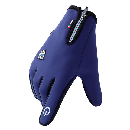 Men's Autumn and Winter fleece-lined Warm Gloves Motorcycle Take-out Cycling Driving Cold-proof Non-slip Touch Screen Water-repellent Cold-proof
