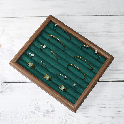 Walnut Color Jewelry Tray Ring Storage Box Solid Wood Ring Plate Earrings Earrings Bracelet Display Jewelry Display Rack