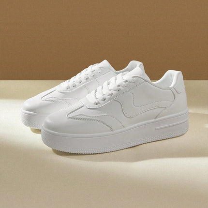 Spring and Summer New White Shoes Women's Leather All-match Sports Casual Women's Shoes Student Lace-up Non-slip Leopard Print Fashion Sneakers