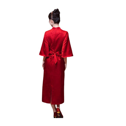 New Chinese Cheongsam Toast Dress Bride Red Engagement Dress Wedding Women's Door-Back Dress Tight Waist Slimming dress