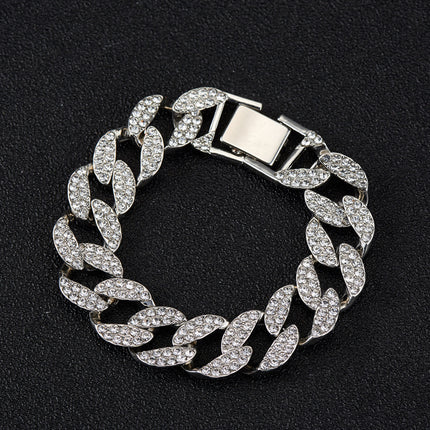European and American jewelry popular Cuban chain necklace fashion hip hop necklace factory wholesale with diamond Cuban chain foreign trade exclusive