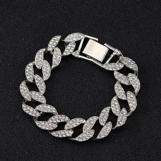 European and American jewelry popular Cuban chain necklace fashion hip hop necklace factory wholesale with diamond Cuban chain foreign trade exclusive