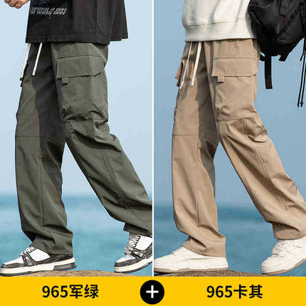 Camel HJCAMEL American Tooling Pants Men's Autumn and Winter Loose Straight Windproof Waterproof Parachute Pants Casual