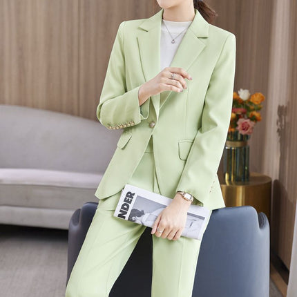 light blue Suit suit Women's 2023 New Autumn and Winter Thickened Business Wear Commuting Elegant Fashionable Age-reducing Two-piece Set