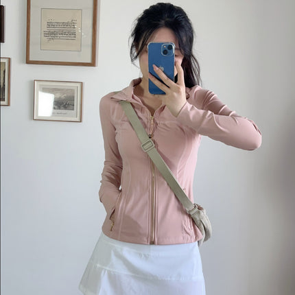 Lu Same Style Top Yoga Wear Alloy Zipper Slim Jacket Long-Sleeved Sports Casual Fitness Women's Stand-Up Collar Jacket