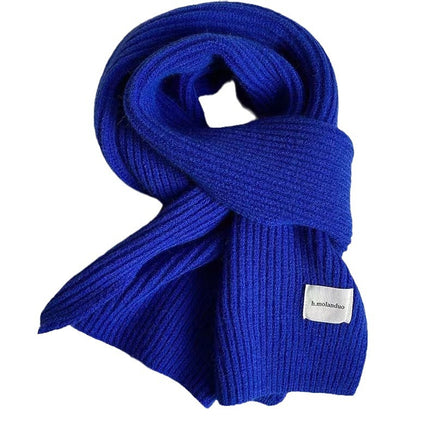 White Scarf Women's Winter Red Wool Thickened Knitted Warm Scarf 2023 New Korean Style All-match High-end Sense