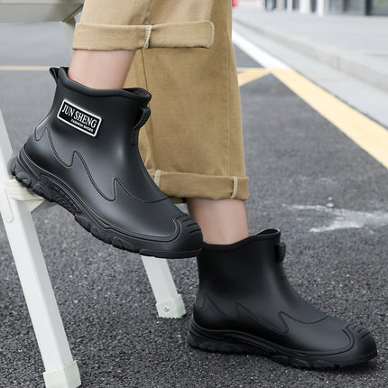 British Men's Wading Shoes, Non-Slip Rain Boots, Waterproof Short-Tube Water Shoes, Men's and Women's Commuting Outdoor Cycling Rubber Shoes, Fishing Shoes