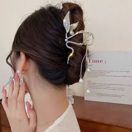 Wheat Spike Hair Clip, Chinese Style, Han Element, Tassel Updo Hair Clip, Large Size Shark Clip for Thick Hair, Snake-Shaped Hair Clip for Stray Hair