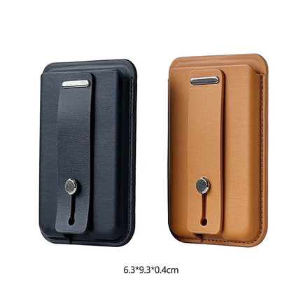 Foreign Trade Factory Strong Magnetic Leather Apple Magnetic Card Holder Card Case Mobile Phone Ring Holder Stand in Stock, Can Be Customized with Logo