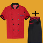 Short sleeved [wine red] black and red with half apron / XL/175