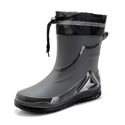 Rain Boots men's closed new waterproof shoes outdoor water boots kitchen non-slip work rubber shoes plus velvet cotton warm rain boots